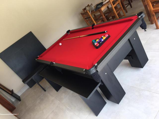 Mesa de Bilhar Quatro Pernas Tecido Vermelho Cor Preta Modelo TMP7898 - Foto 5