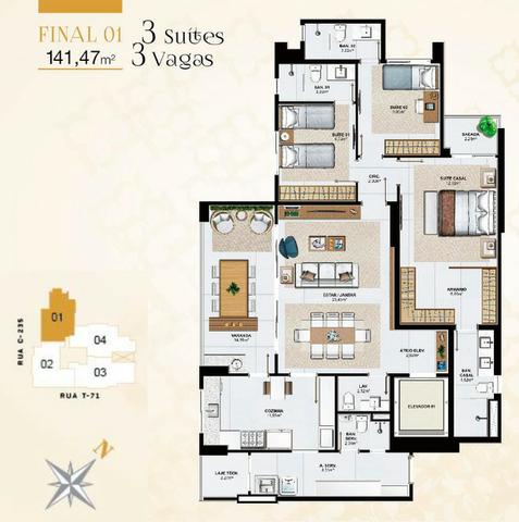 Cenarium Vaca Brava Apartamento 3 suítes plenas Setor Bueno - Foto 12