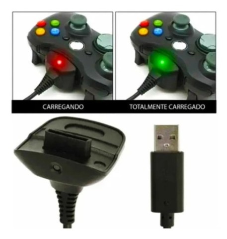 Kit Bateria E Cabo Carregador 1.4m Controle Xbox 360 - Foto 4