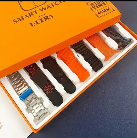 Relógio smartwatch S100 ultra com 7 pulseiras+1 case - Foto 2
