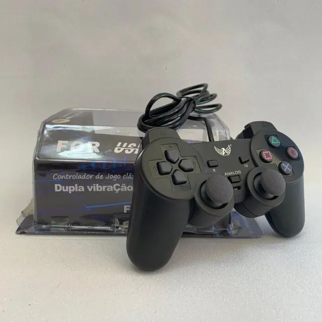 Controle sem fio para playstation 2, joystick dupla vibração