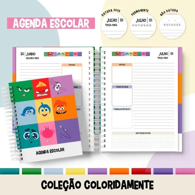 Agenda Escolar 2025 COLEÇÃO COLORIDAMENTE