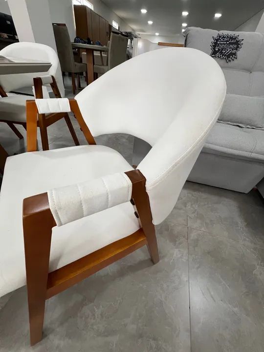 Black Friday Cadeira Poltrona de Jantar Linho Cru - Foto 2