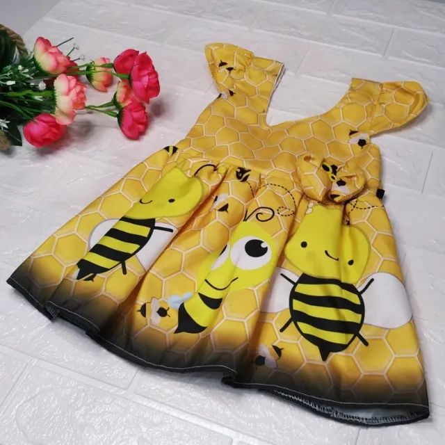 Vestido Rodadoo Personagem Abelhinha Infantil Veste 1 E 2 Anos - Foto 2