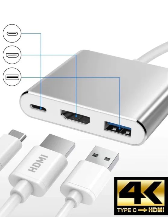 Adaptador Battony USB C p/ HD saída 4K, USB C, carregamento rápido e compatibilidade Apple - Foto 3