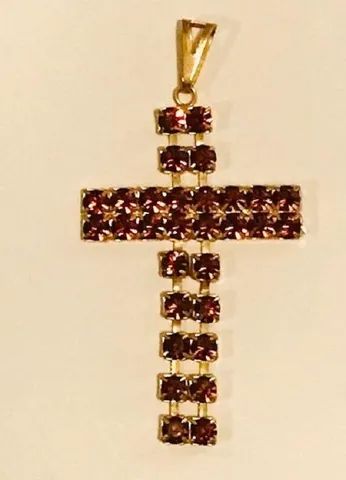 Pingente - Crucifixo em strass marrom  - Foto 3