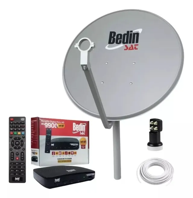Kit Antena Parabólica Digital 60cm c Receptor Sat Hd - NOVO