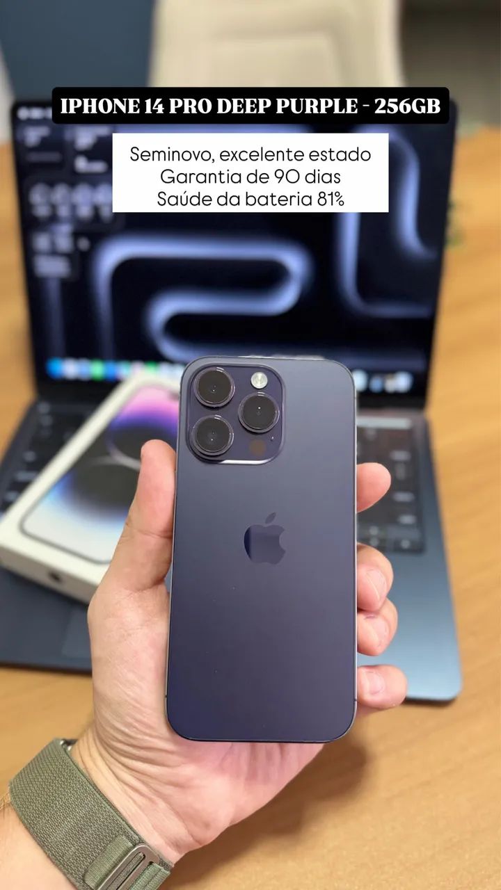 iPhone 14 Pro 256GB Deep Purple, Seminovo sem detalhes 81