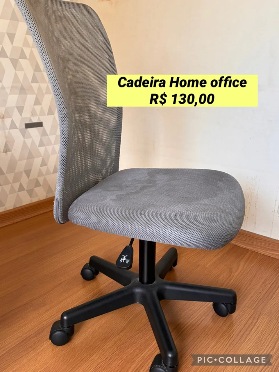 Cadeira Home Office Cinza com Rodinhas