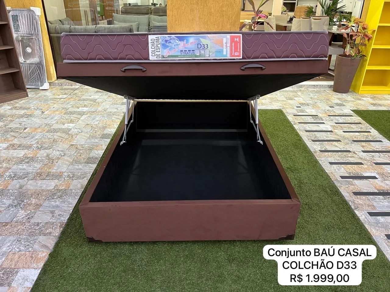 Cama baú Conjunto Baú Casal com Colchão D33 - R$ 1.999,00