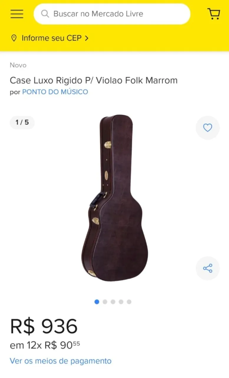 Case Super Luxe Rozini Rígido Folk "Novo" para Violão