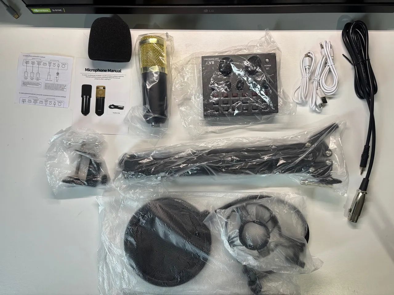 Microfone BM800 + Mesa Interface V8 com Braço Articulado - Kit Completo (novo) - Foto 3