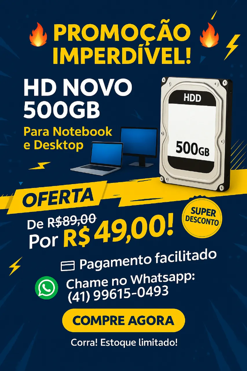 Hd 500gb - Sata - Novo - 7200rpm - Com Garantia