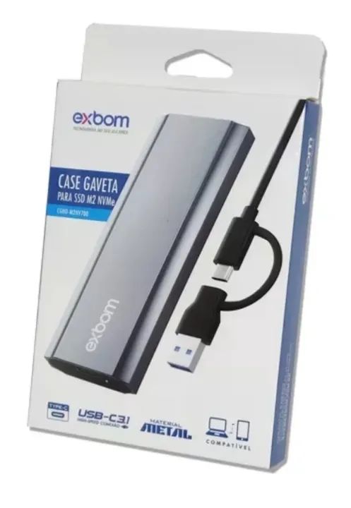 Case Gaveta SSd M.2 Nvme 2230 a 2280 USB 3.1 e USB-C 10GB/s - Foto 4