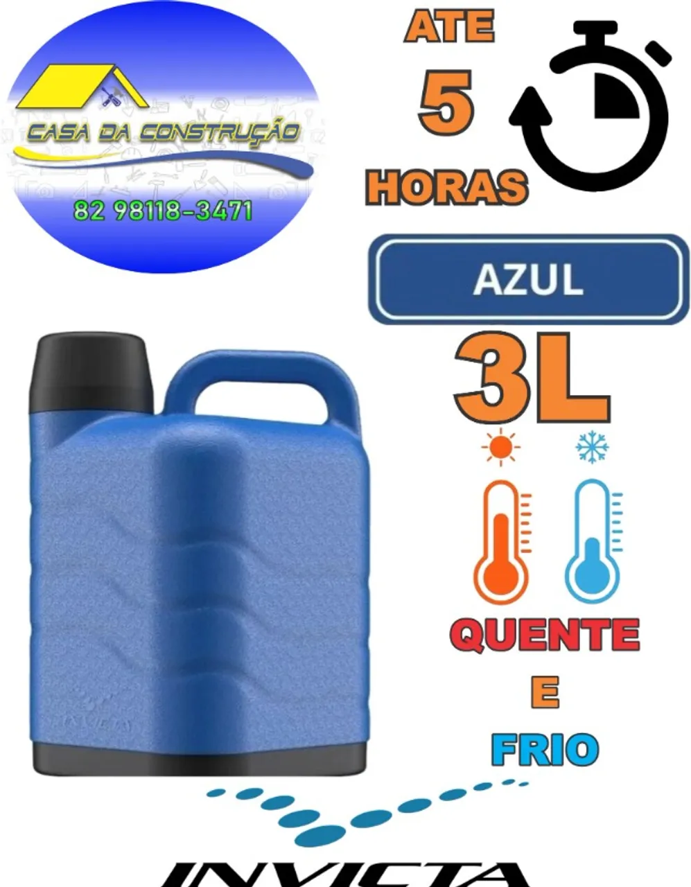 GARRAFAO PRO TERMICO 3L AZUL INVICTA