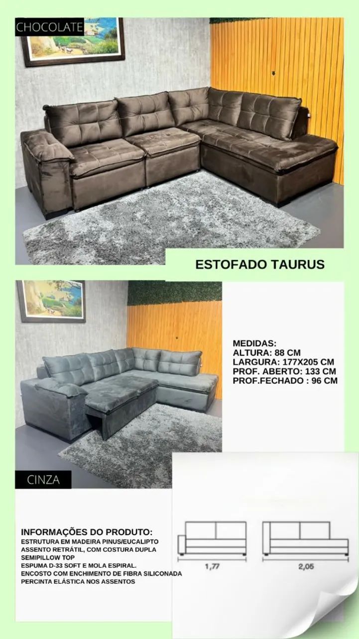 Sofá de Canto Estofado Taurus - Conforto e Design!