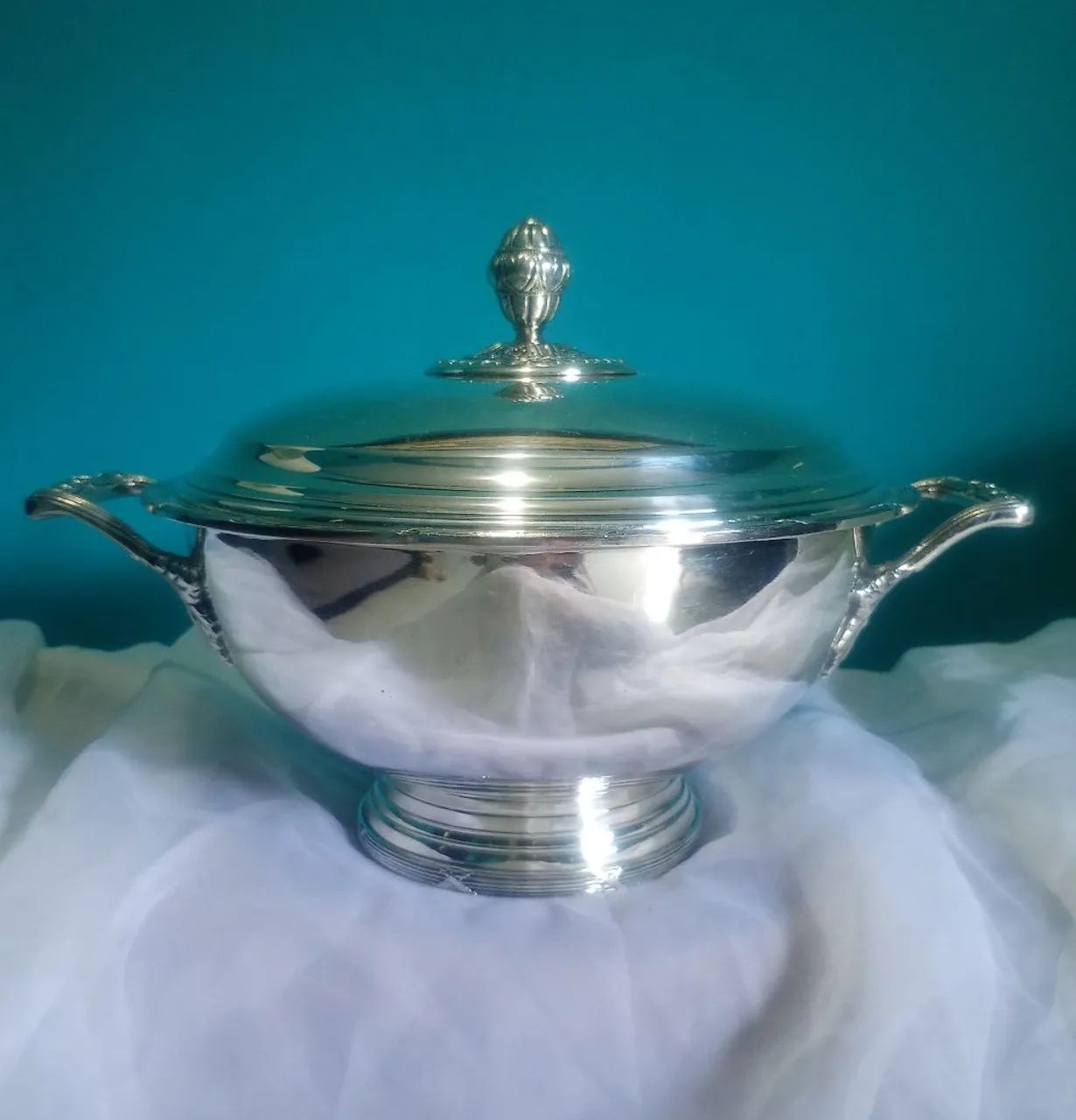 Antiga e imponente sopeira prata 90 Wolff 