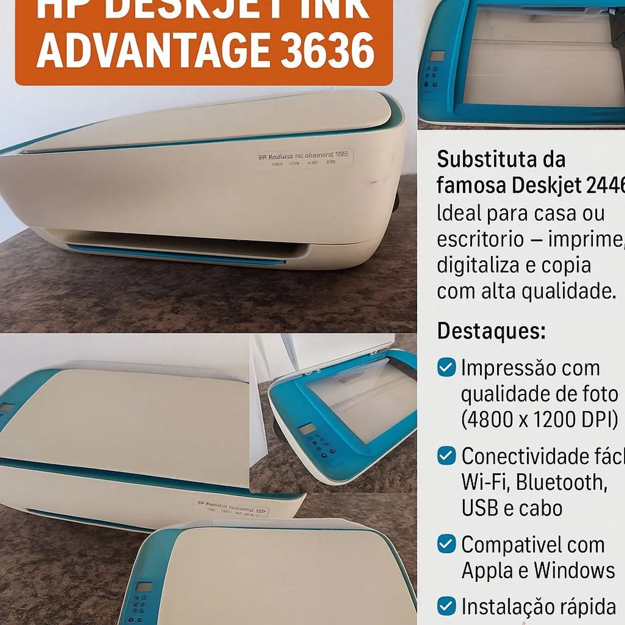 Impressora HP Deskjet Ink Advantage 3636 - Multifuncional