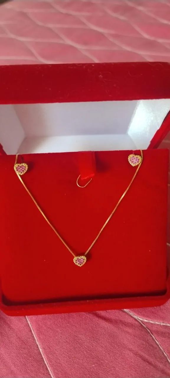 Conjunto jóias (pedras rubi semi preciosas)