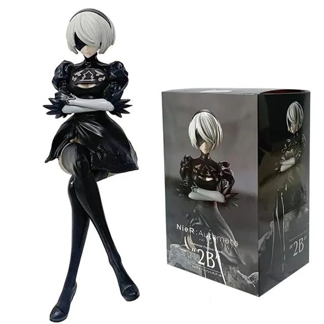 Nier: Automata - 2b - Action Figure de coleção sentada com caixa