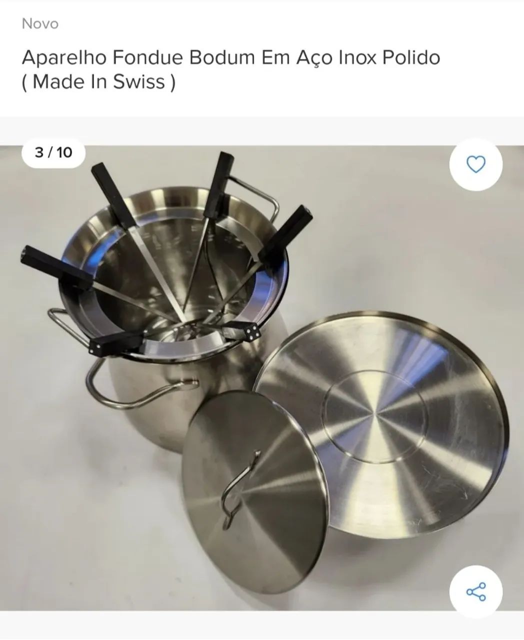 Aparelho Fondue Bodum Em Aço Inox Polido (Made In Swiss)