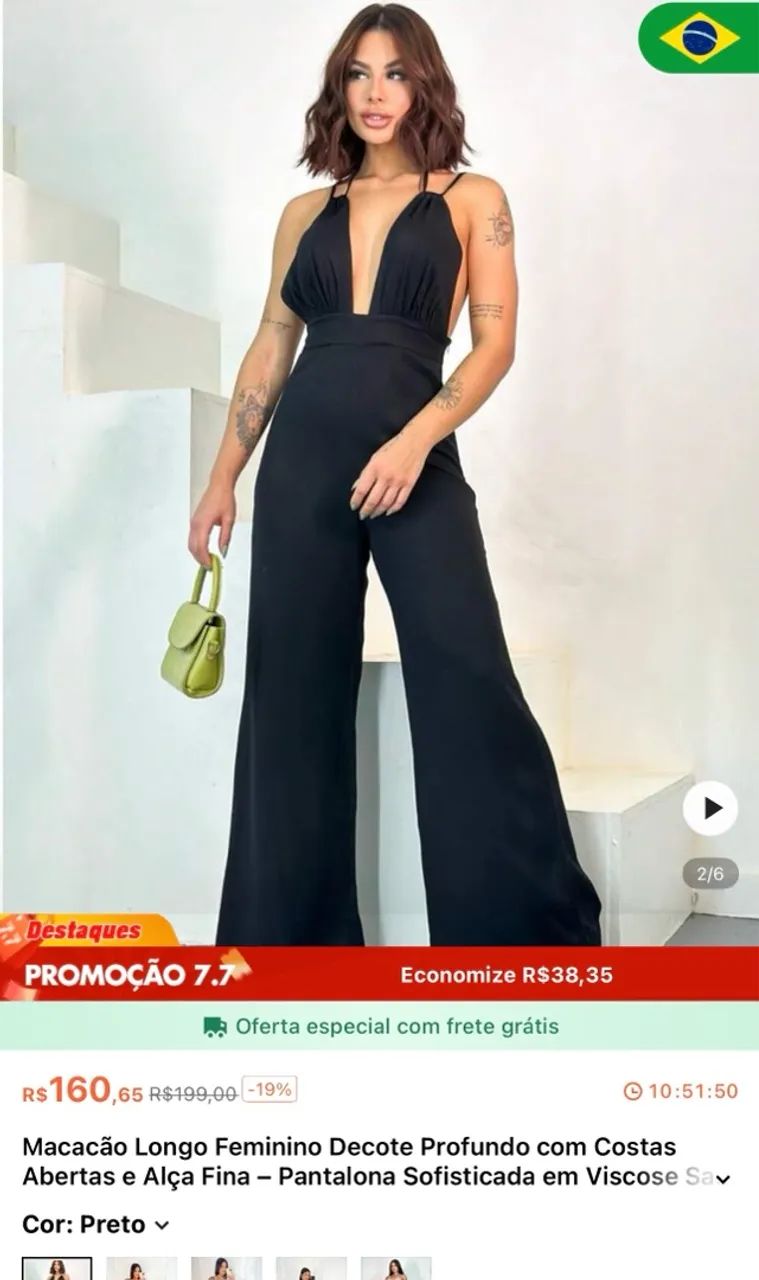 Macacão Preto - Nunca Usado - Foto 2