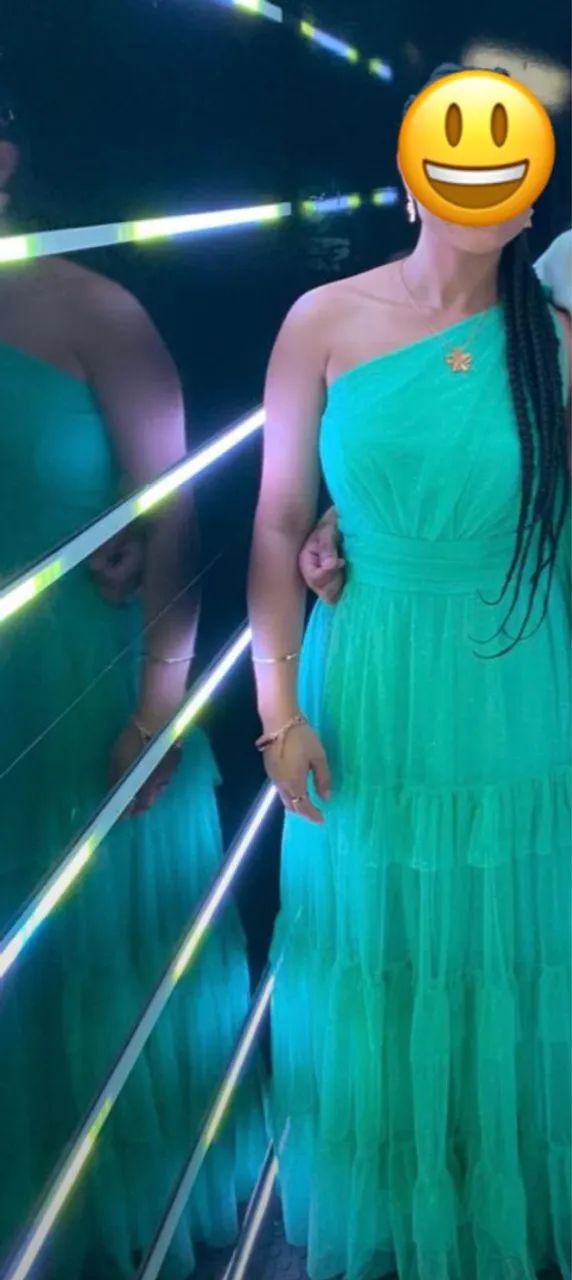 Vestido longo verde de tule - Foto 3