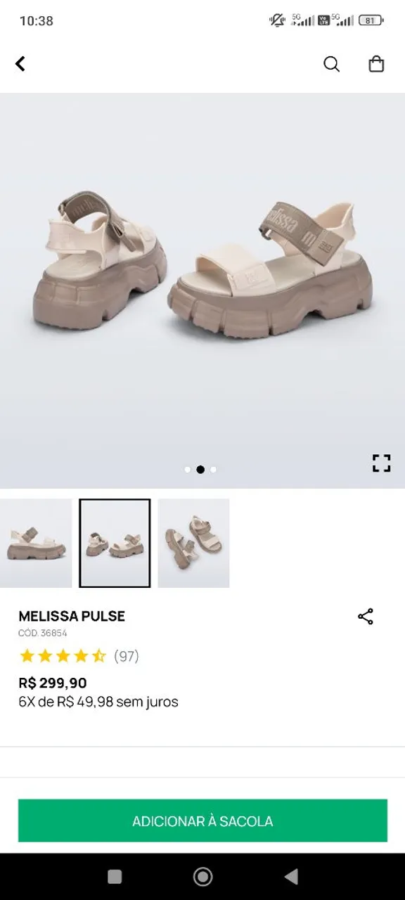 Sandália Melissa Pulse Nova - Bege