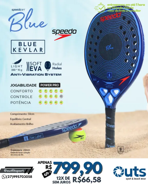 Raquete Beach Tennis - SPEEDO - Kevlar - + TOP do Mercado!