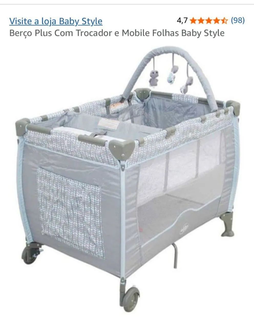 Berço Plus Com Trocador e Mobile Folhas Baby Style - Foto 2