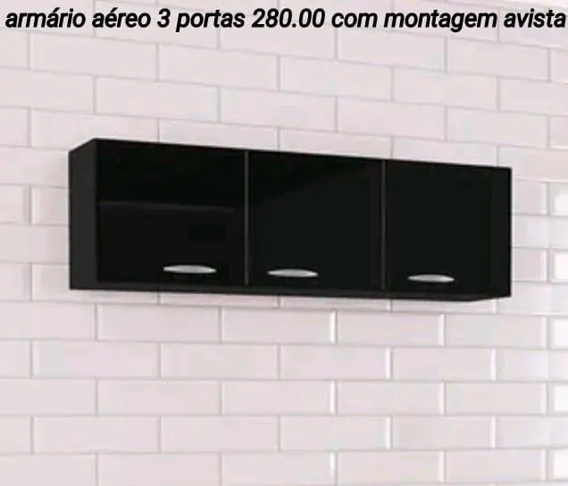 armario 3 portas cor preto brilho 280.00 avista