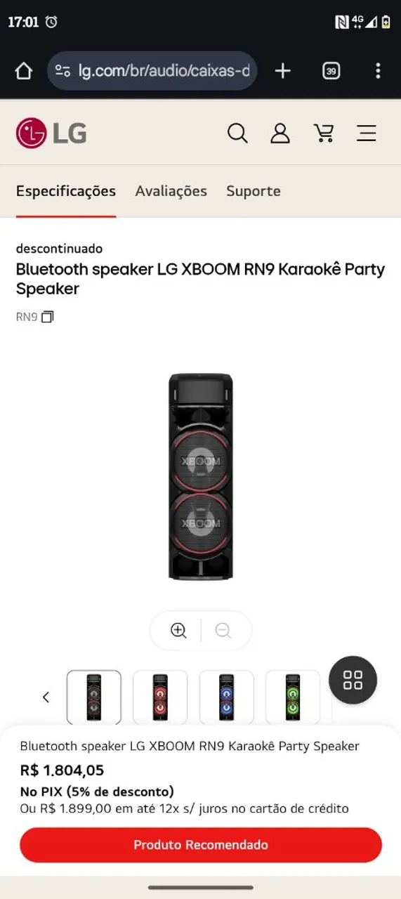 Bluetooth speaker LG XBOOM RN9 Karaokê Party Speaker