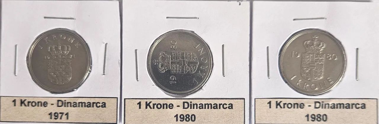 Kit 06 Moedas DInamarca - 1967 - 1971 - 1980 - 1989 - 1990. - Foto 3