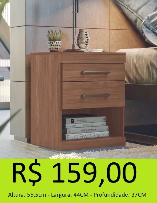 Mesa de cabeceira reforçada duas gavetas - Foto 2