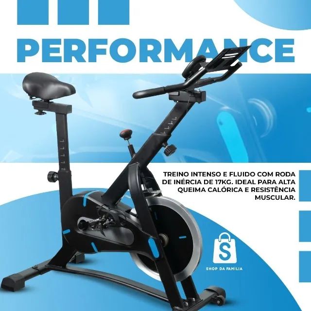 Bicicleta Ergométrica Fitness 13kg Inércia Para Cardio E Musculação Com Base Cor Preto E A - Foto 5
