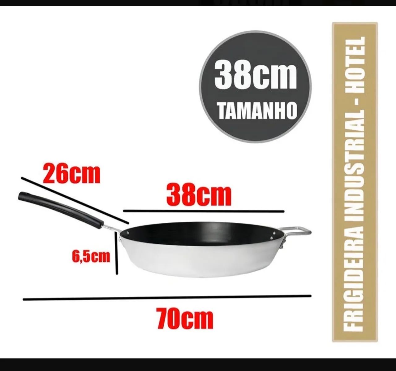 Frigideira Fortaleza Hotel Antiaderente Maxxi Gourmet com Alça N38 com alça - Foto 4
