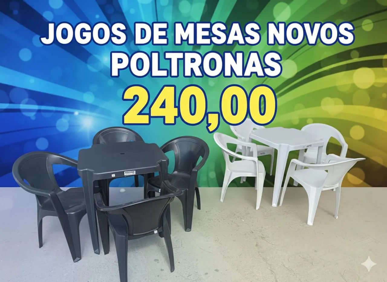 Cadeiras e Mesas novas de plástico . 