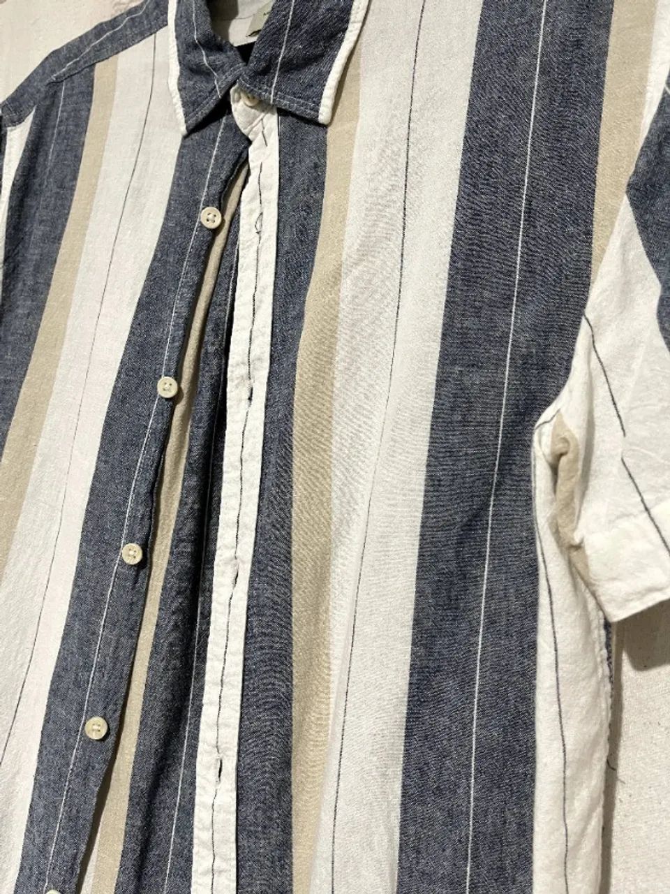 Camisa Listrada com Verde (Renner) - Linho P - Foto 2