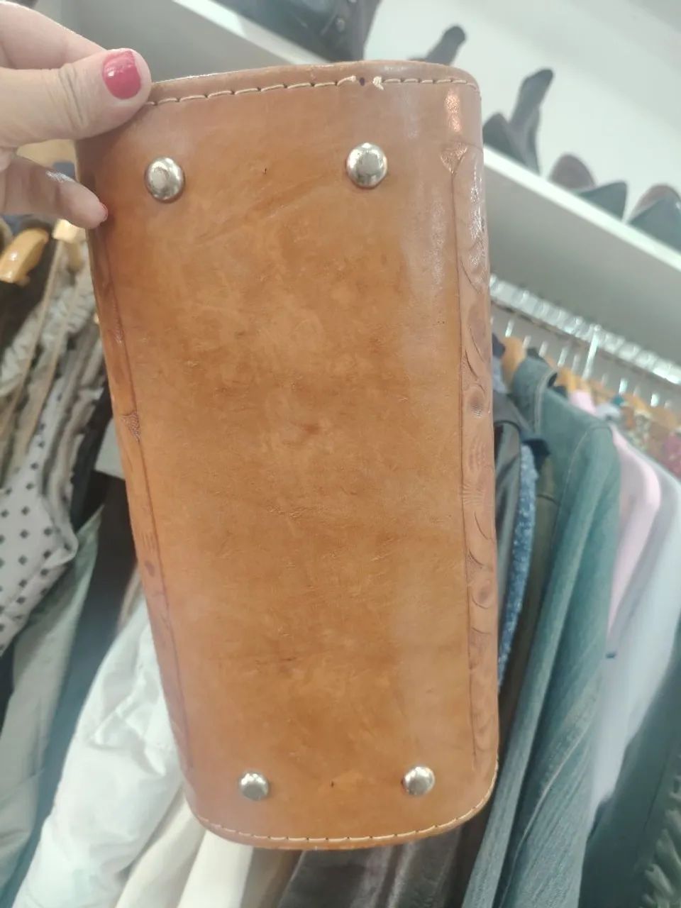 Bolsa baú vintage de couro - Foto 5
