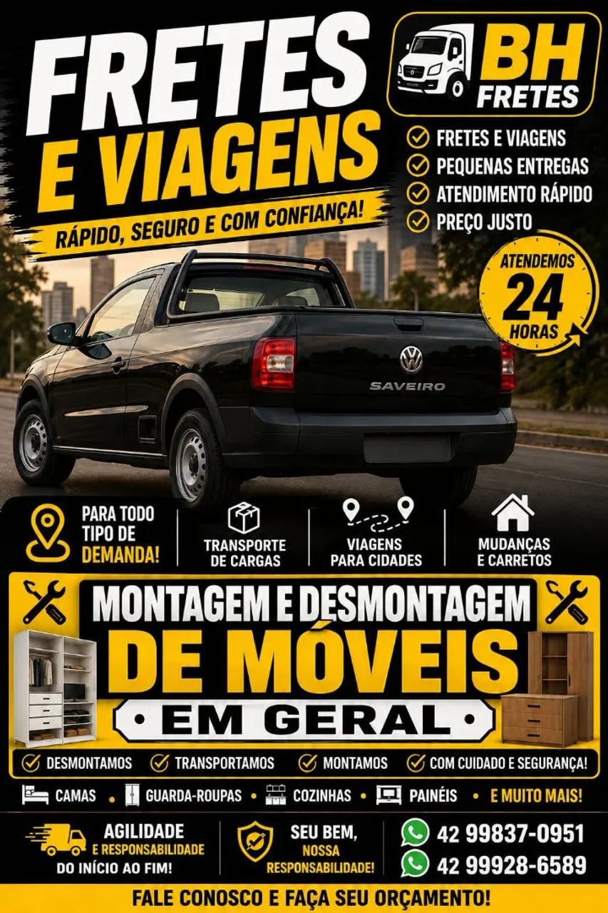 Fretes, montagem de móveis.