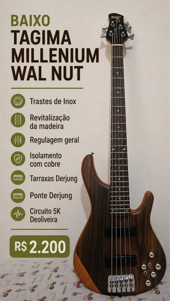 Baixo Tagima Millenium WAL Nut  - Foto 4