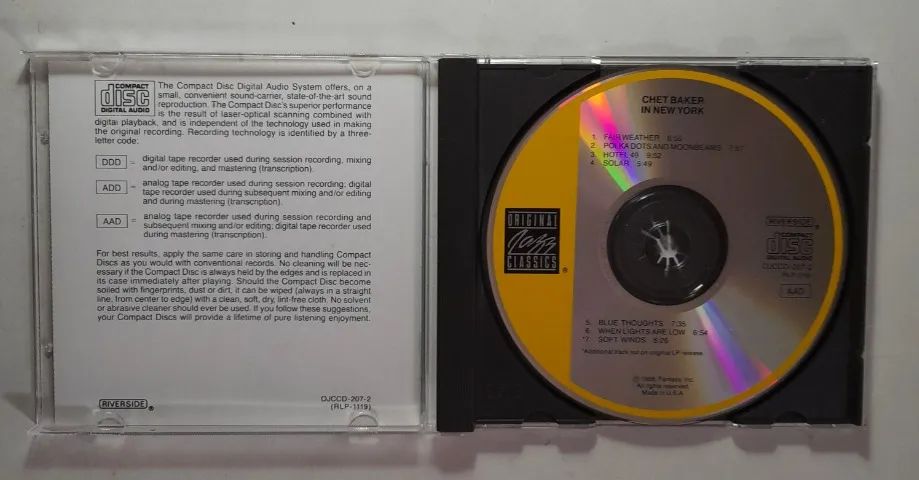 Cd Chet Baker In New York, importado, seminovo, mídia intacta