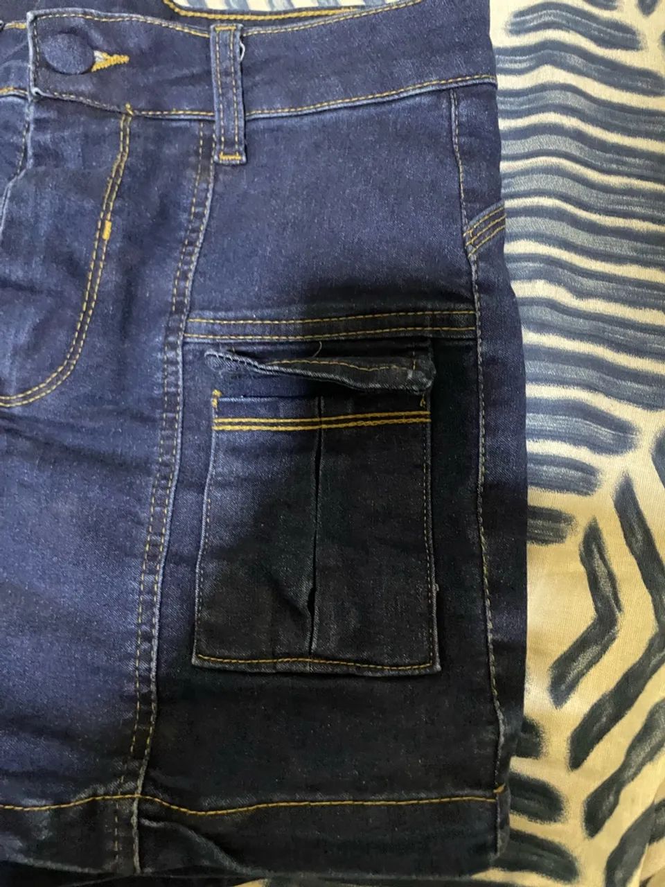 Short saia jeans azul escuro  - Foto 4
