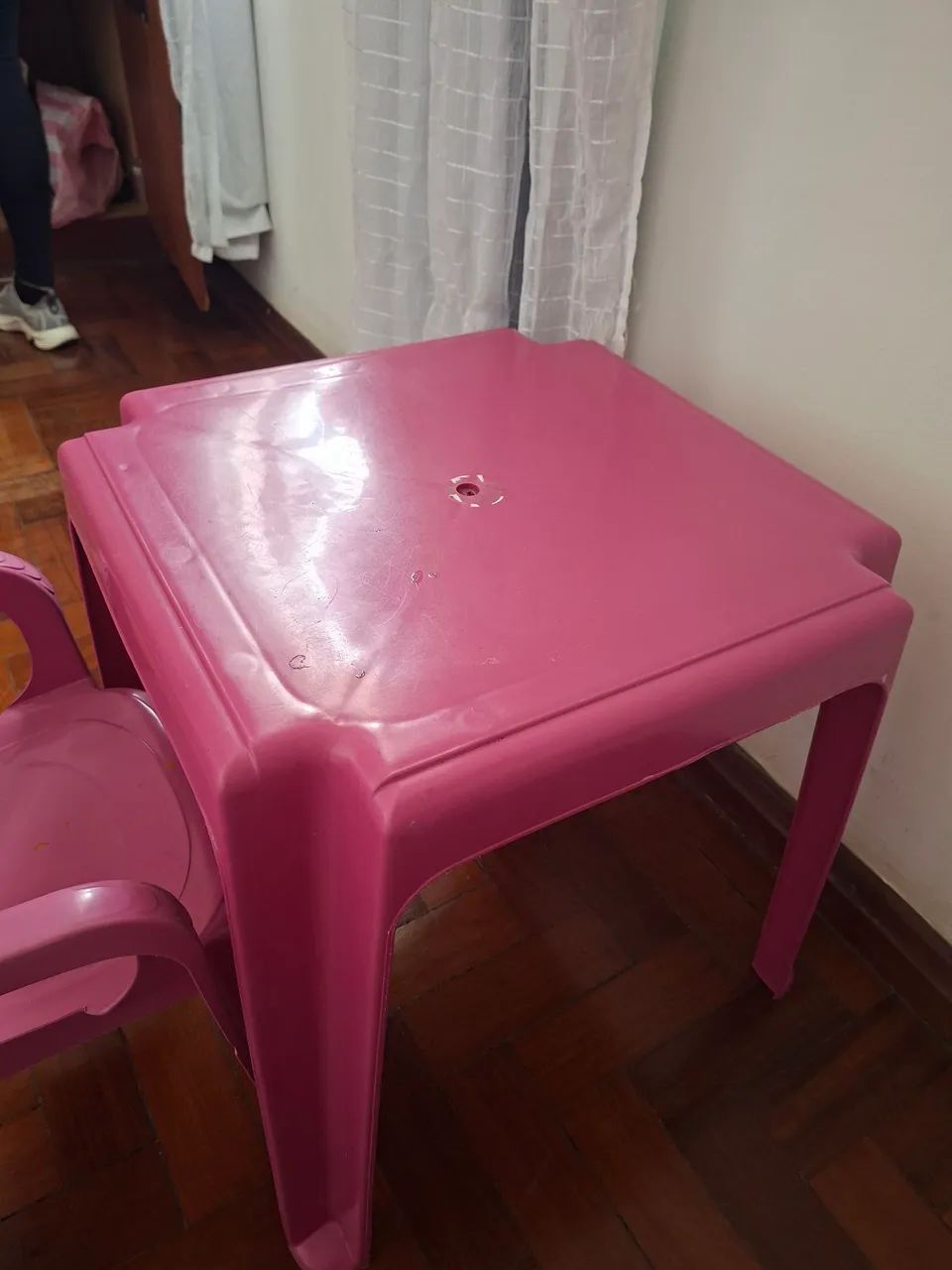 Mesa + 1 Cadeira Infantil Plástico Rosa - Foto 2