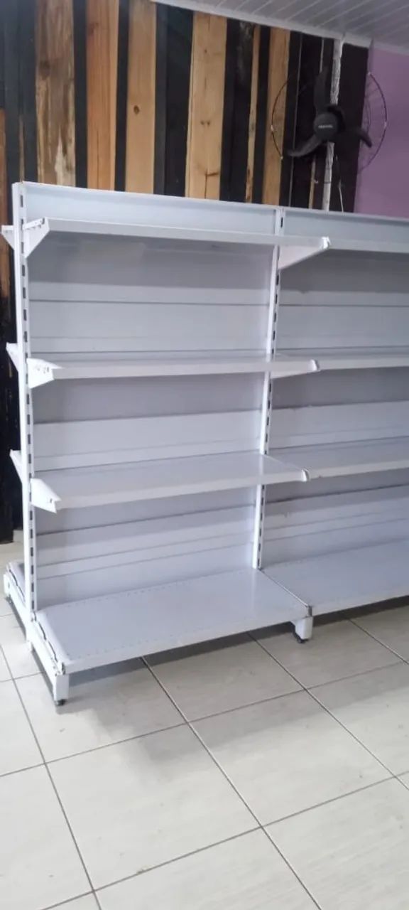 Gondola de supermercado branca prateleira  - Foto 4