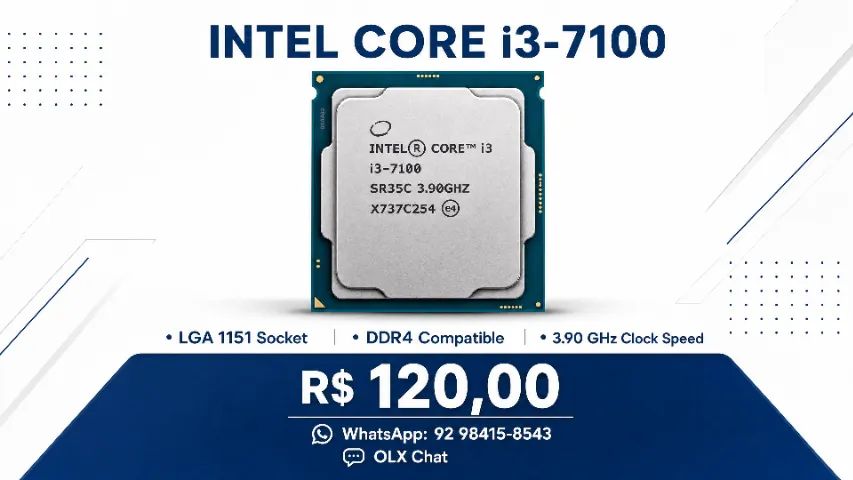 Processador core I3-7100 lga 1151 ddr4 - Foto 2