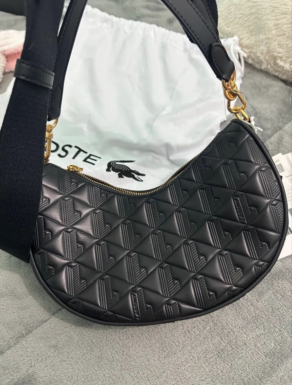 bolsa lacoste preta couro legítimo  - Foto 3