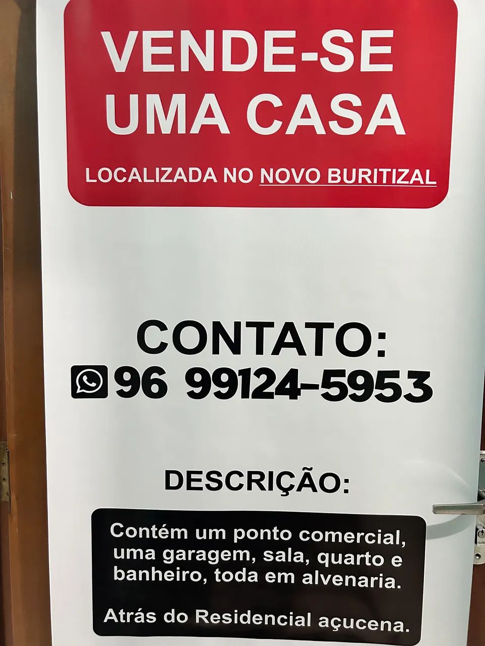 Vende-se casa Novo buritizal 