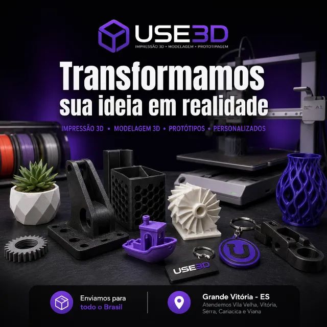 Impressão 3D Personalizada | Modelagem 3D | Protótipos | Peças Sob Medida | Use3D | Envio 