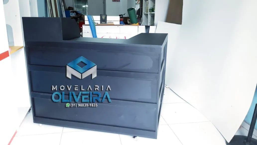 Balcão caixa com vitrine fronta em L no mdf preto fabricamos diversos modelos e cores  - Foto 2